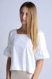 white ruffle top