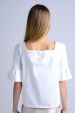 white ruffle top